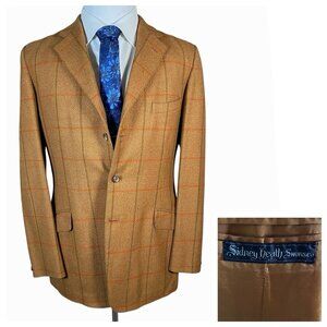 Vintage British Country Tweed Sport Coat 40L Wool Windowpane Heritage Academia